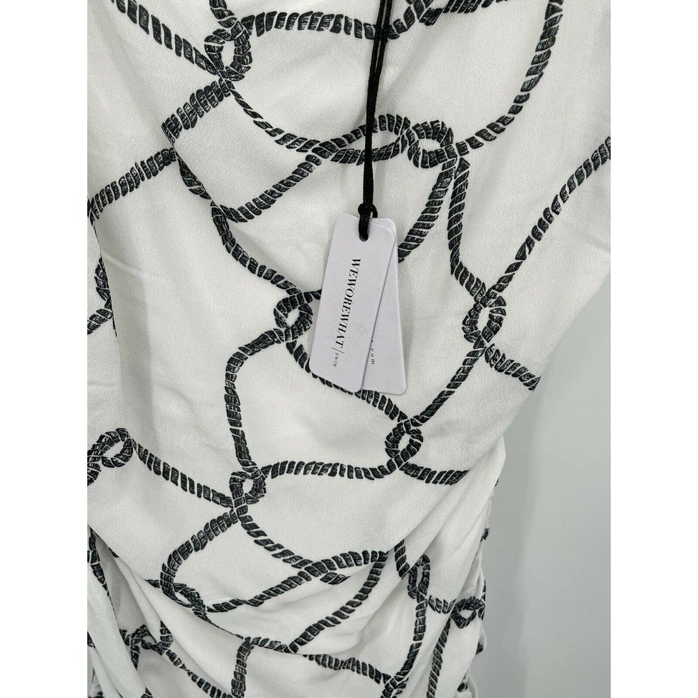 WeWoreWhat Ronnie Ruched Crepe Dress Black Rope Size Medium - Picture 8 of 10